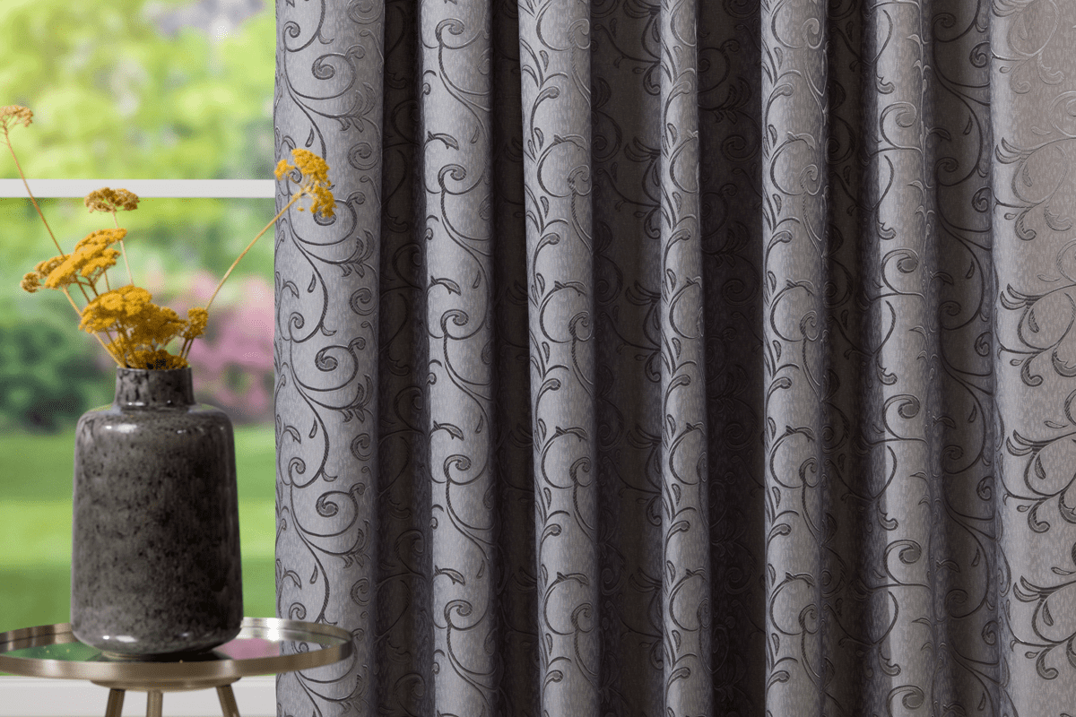 glory grey colored material curtain