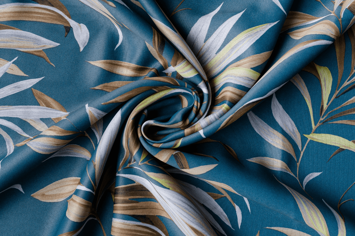 bahamas blue colored material curtain