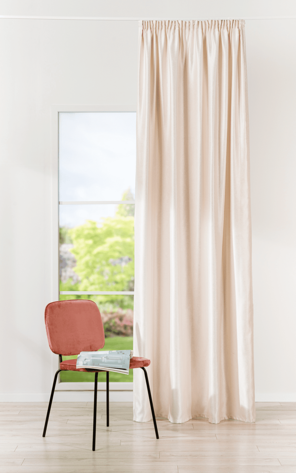 cora white colored material curtain