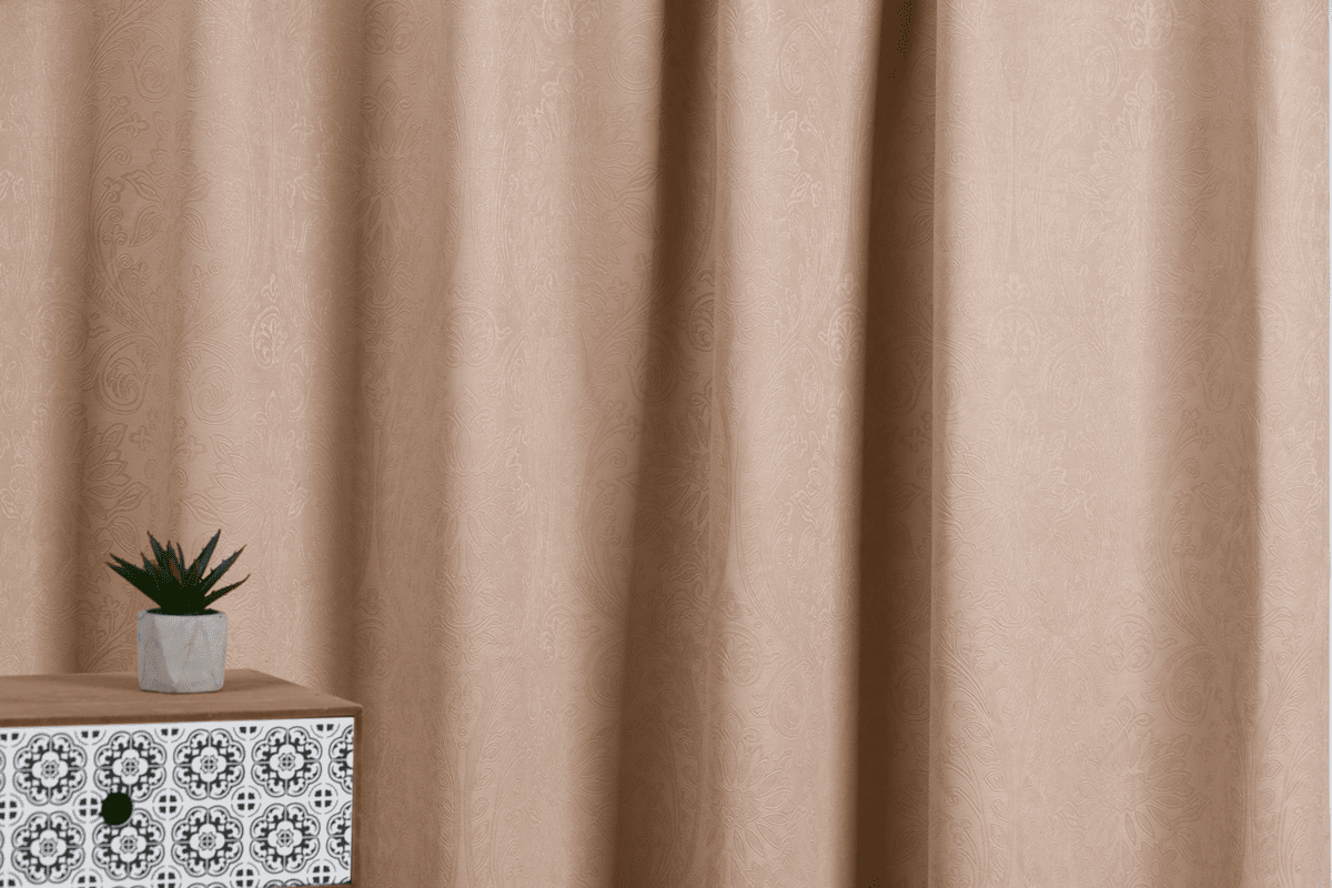 cora beige colored material curtain