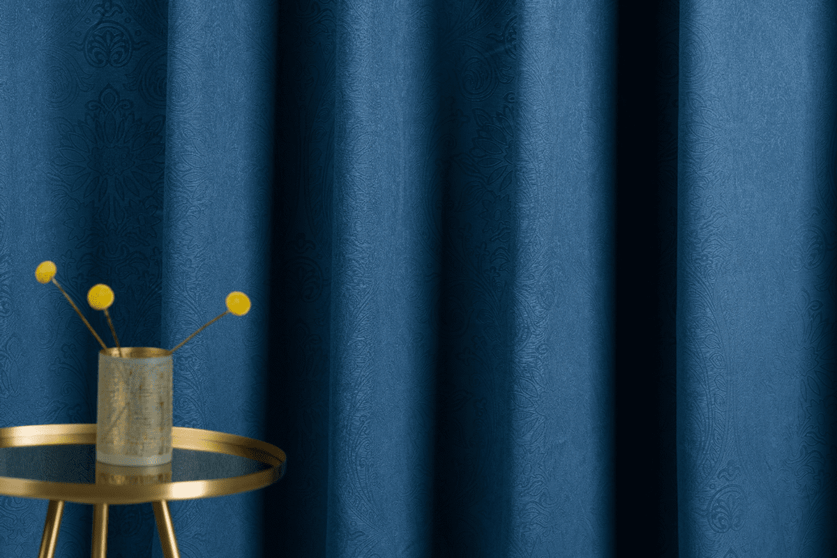 cora blue colored material curtain