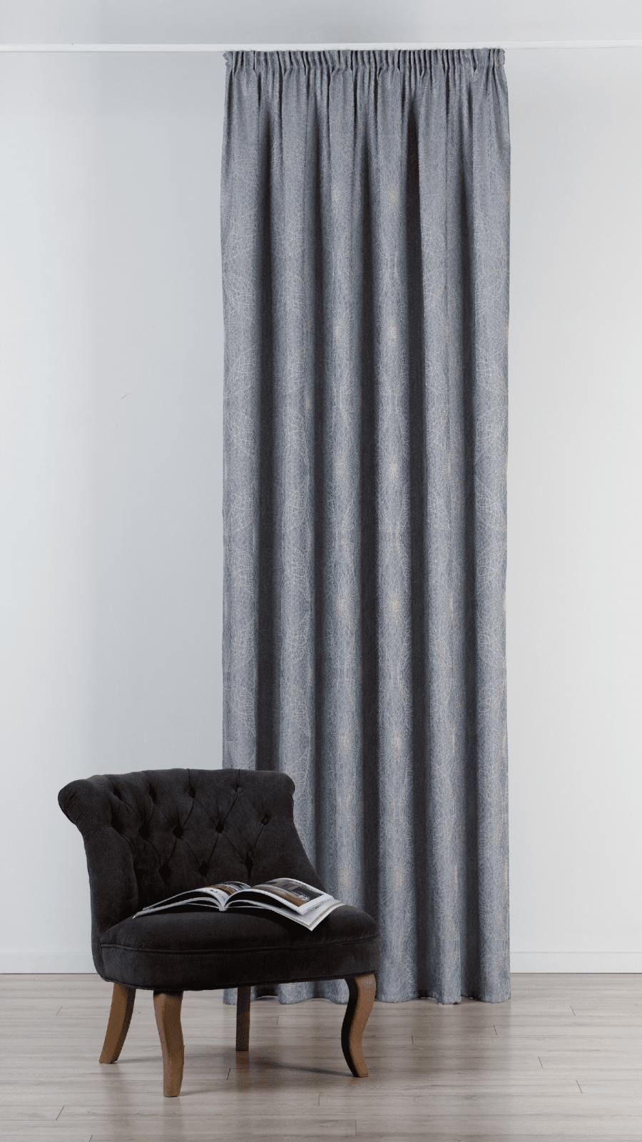 elysium blue colored material curtain