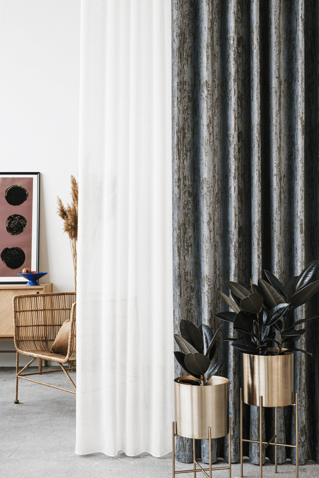 lussuria grey colored material curtain