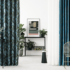 lussuria blue colored material curtain