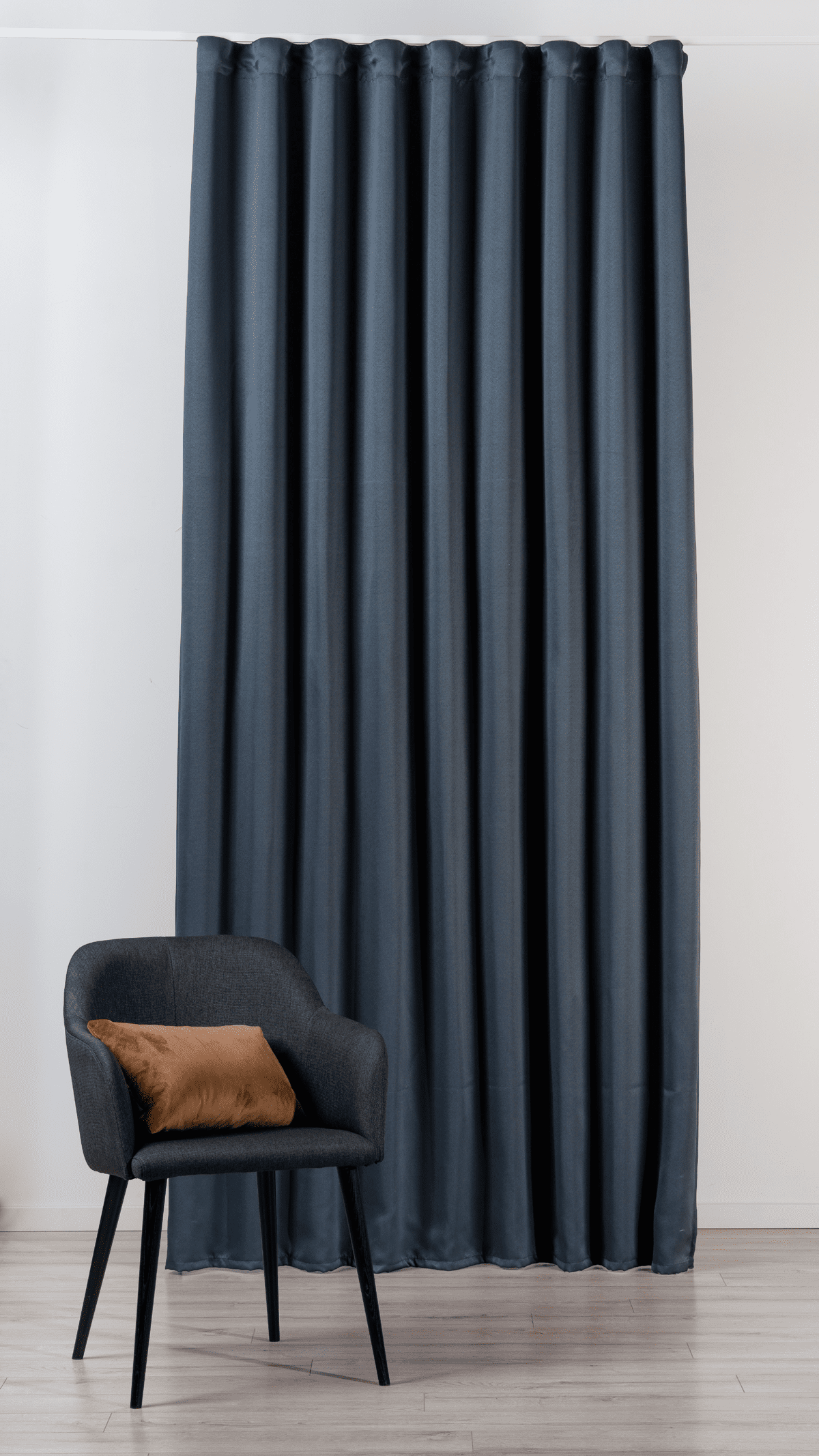 polo black colored material curtain