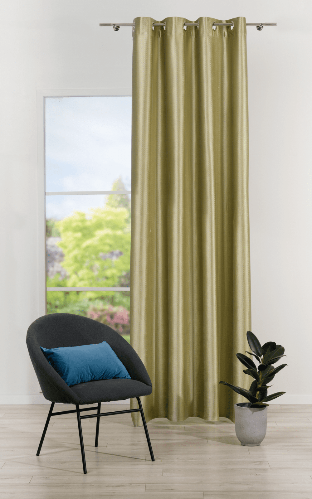 rapsodia green colored material curtain