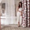 segovia pink colored material curtain