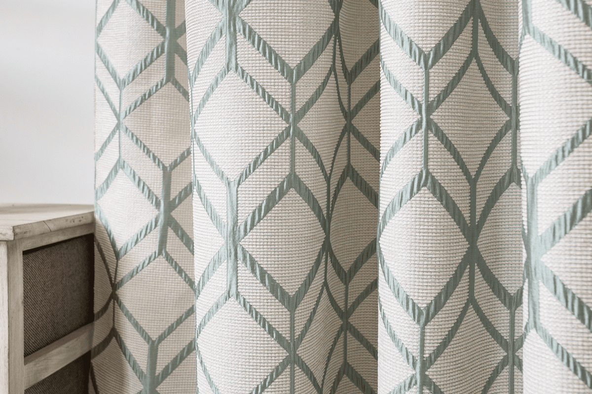 kubo green colored material curtain