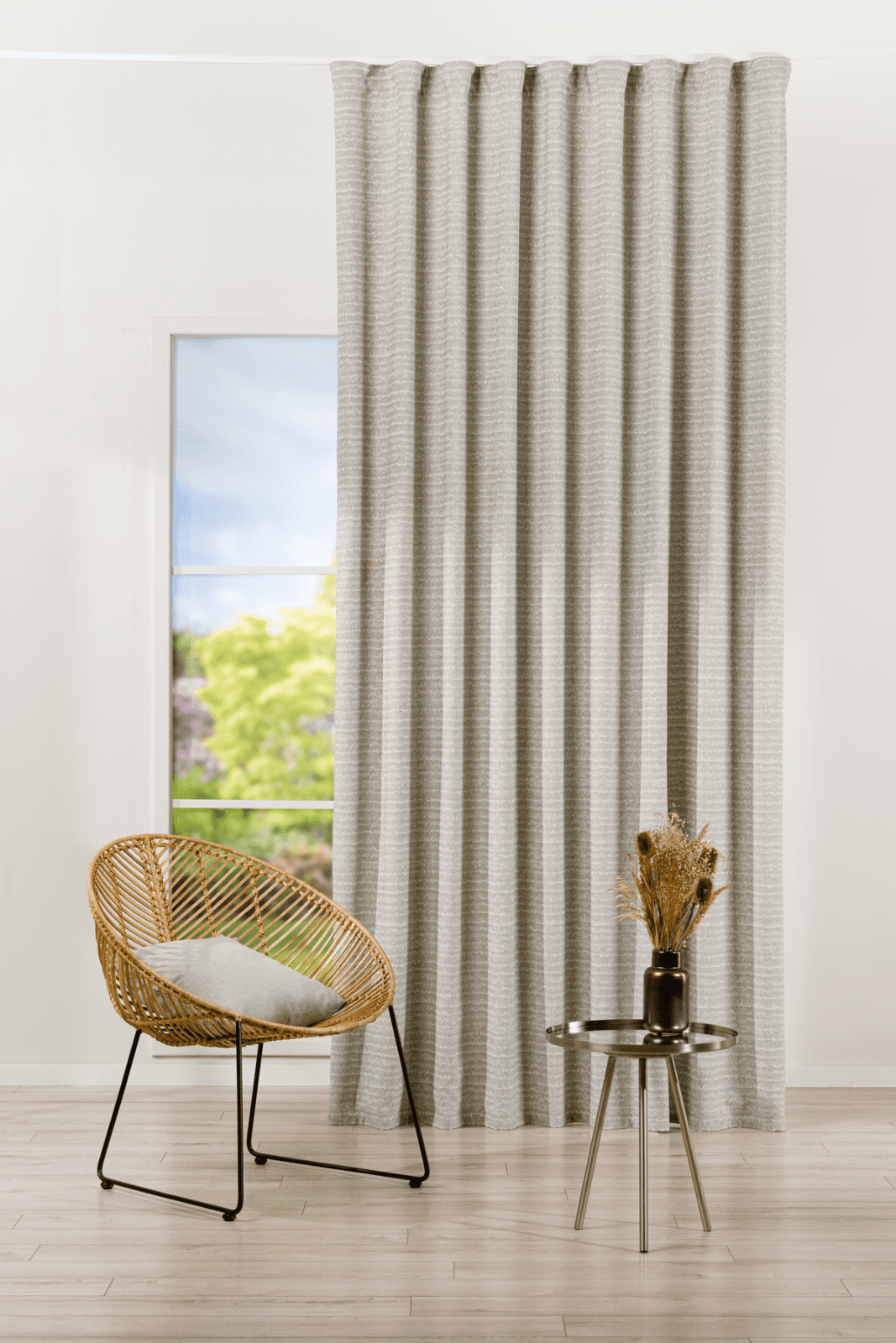 lusso grey colored material curtain