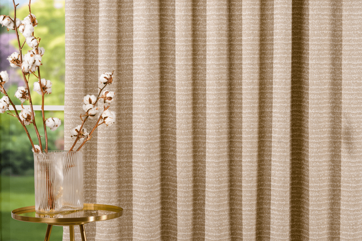lusso beige colored material curtain