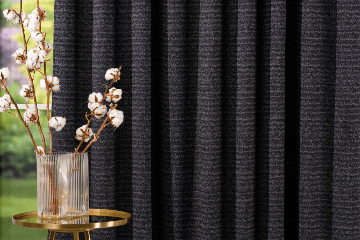 lusso black colored material curtain