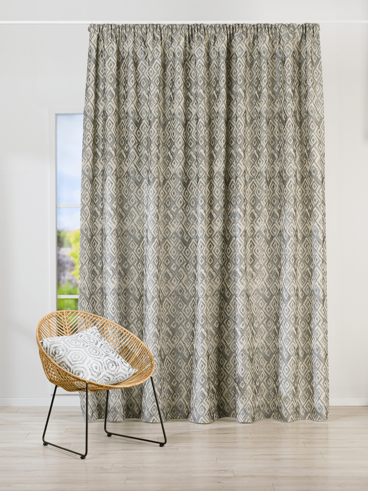 moroccan blue colored material curtain