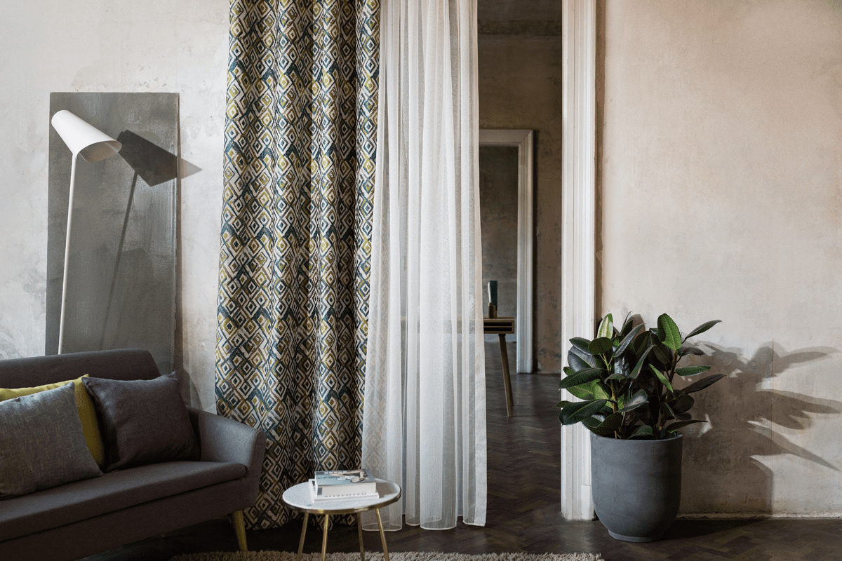 moroccan green colored material curtain