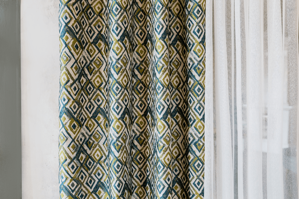 moroccan green colored material curtain