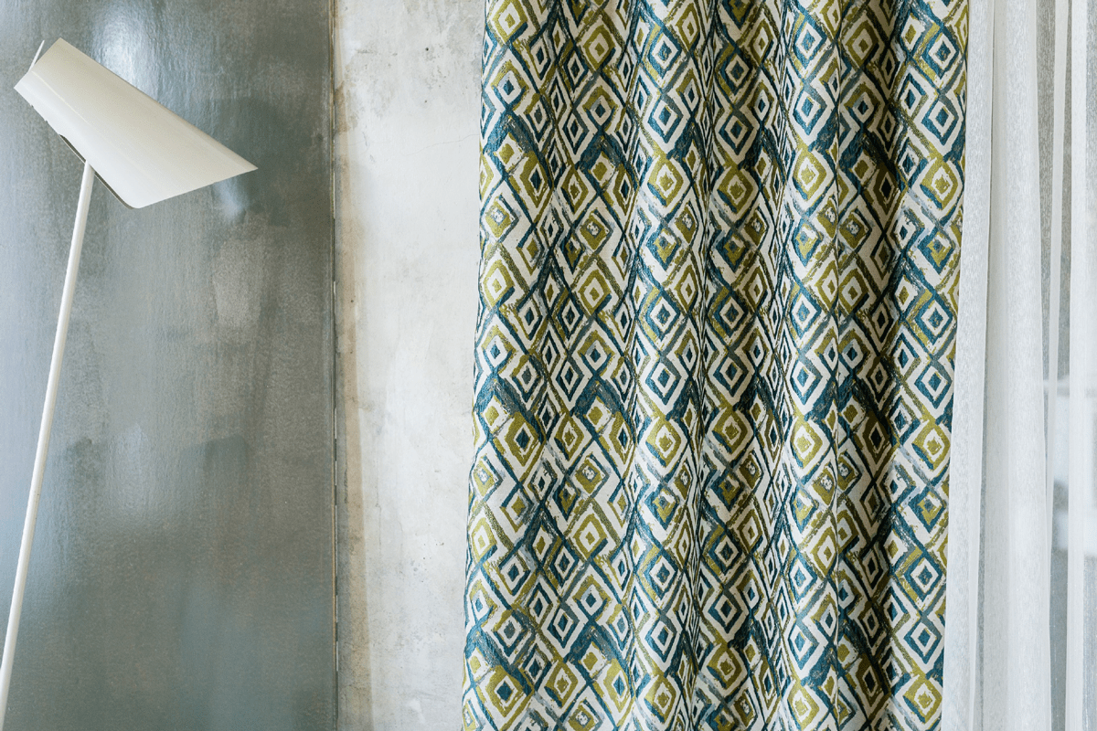 moroccan green colored material curtain
