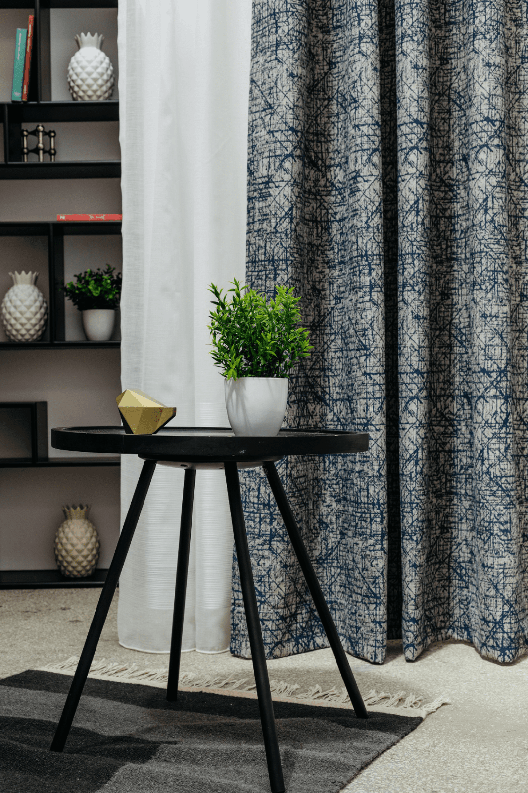 oscar blue colored material curtain