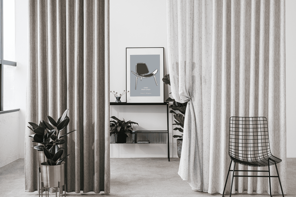 belmont grey colored material curtain