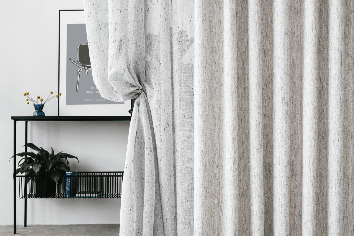 belmont grey colored material curtain