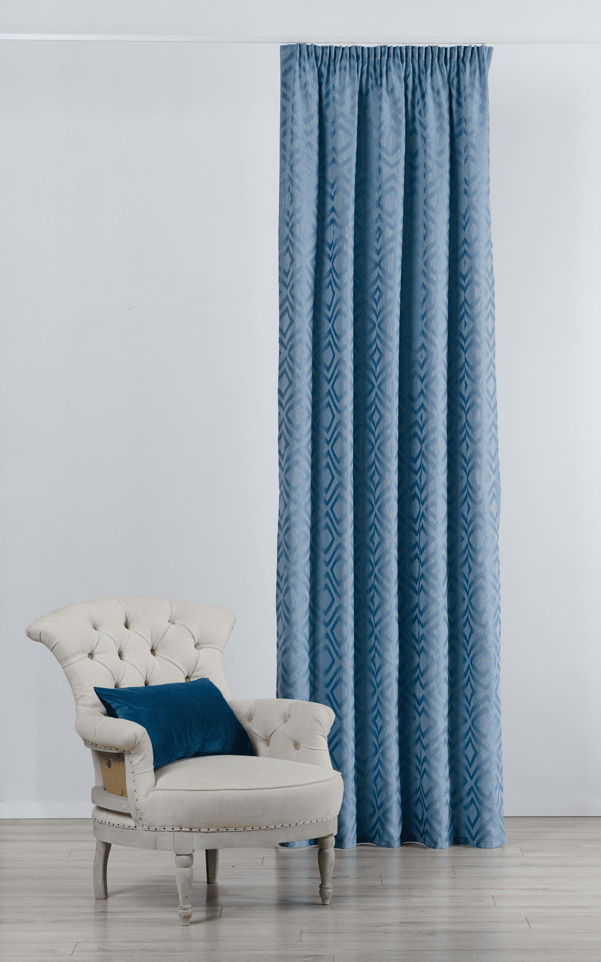giuseppe blue colored material curtain