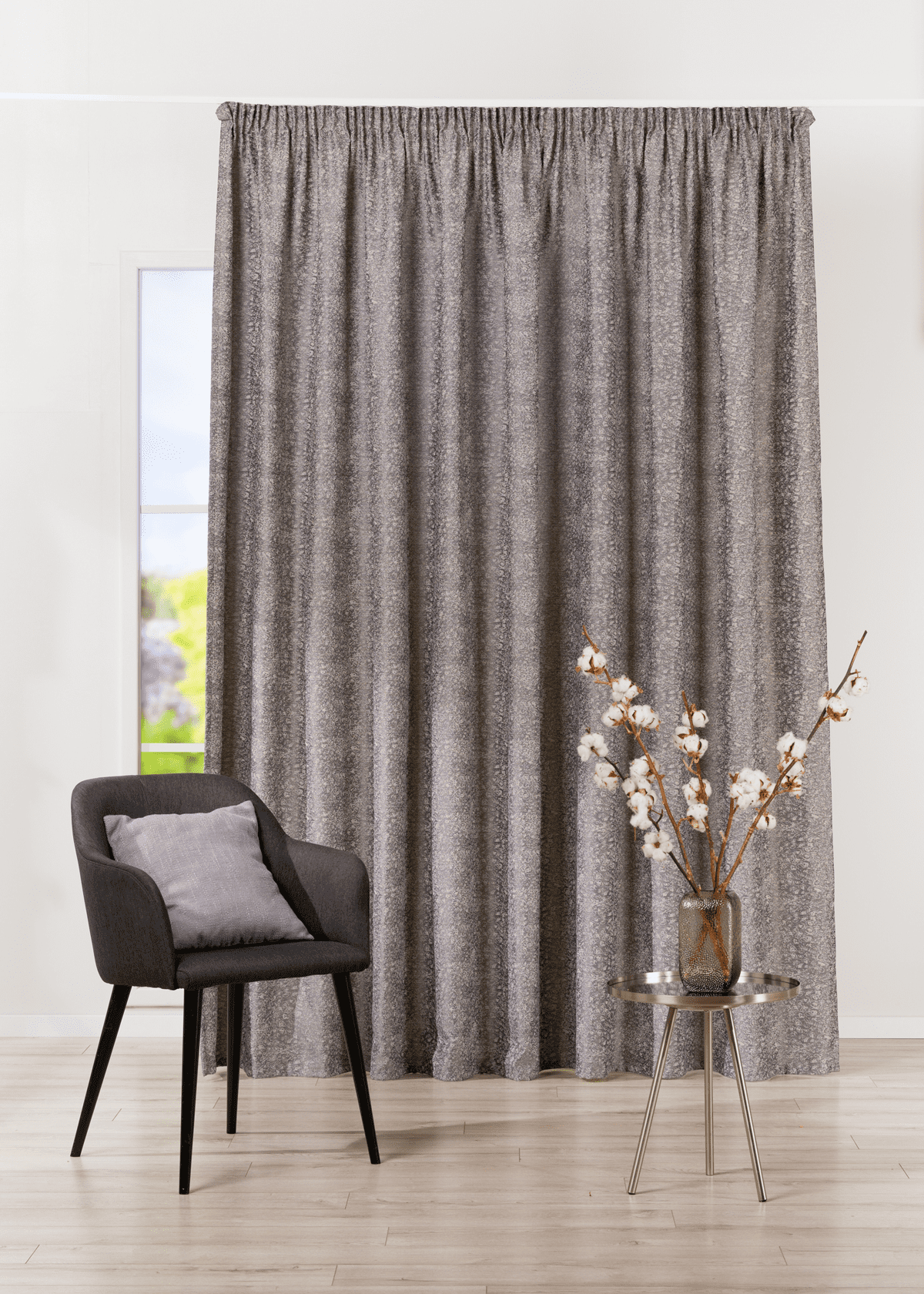marciano beige colored material curtain
