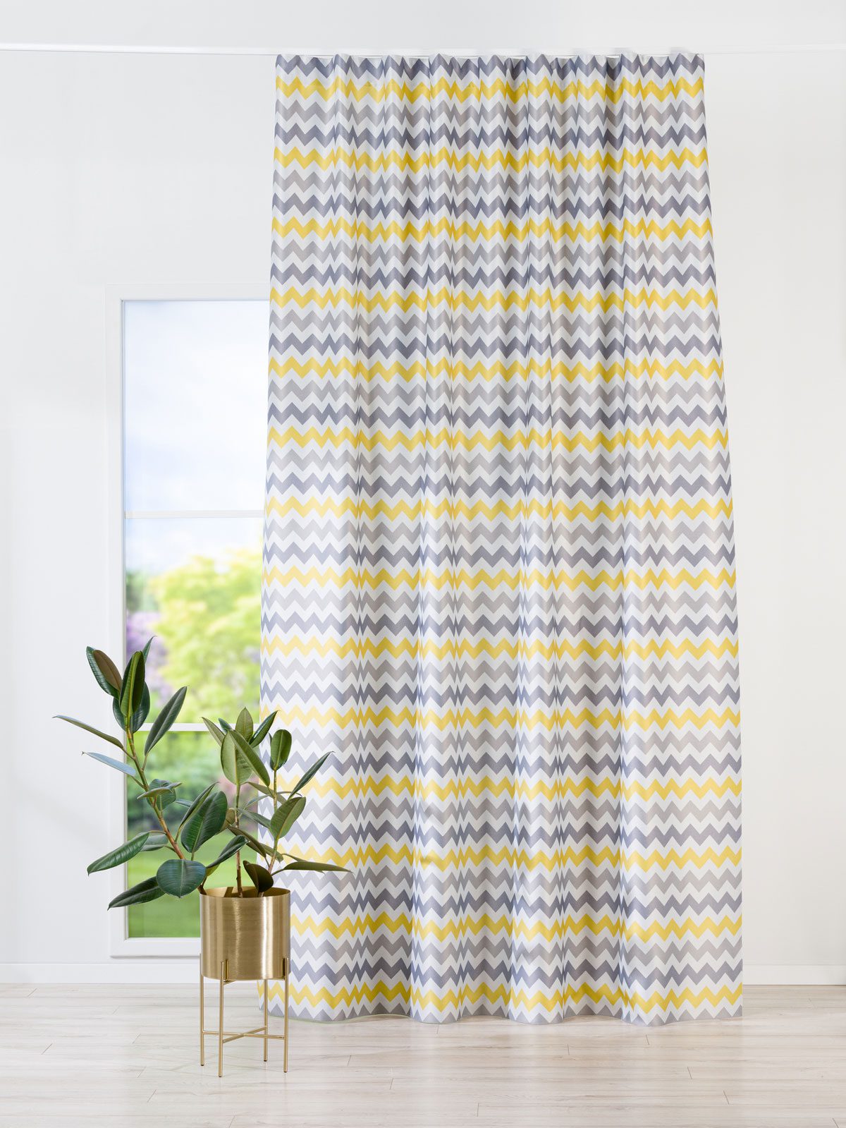 icarus yellow colored material curtain