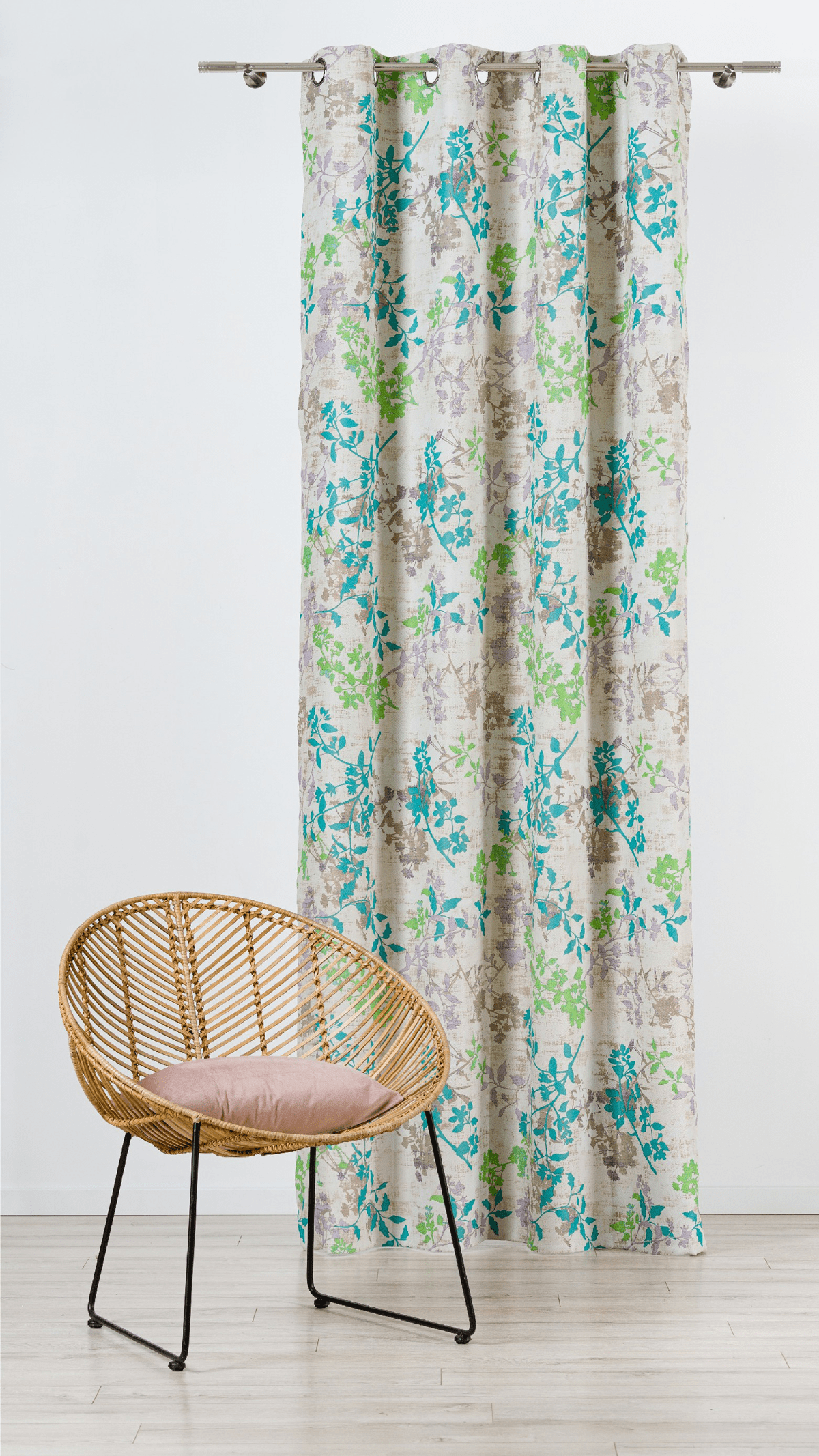 serenity blue colored material curtain