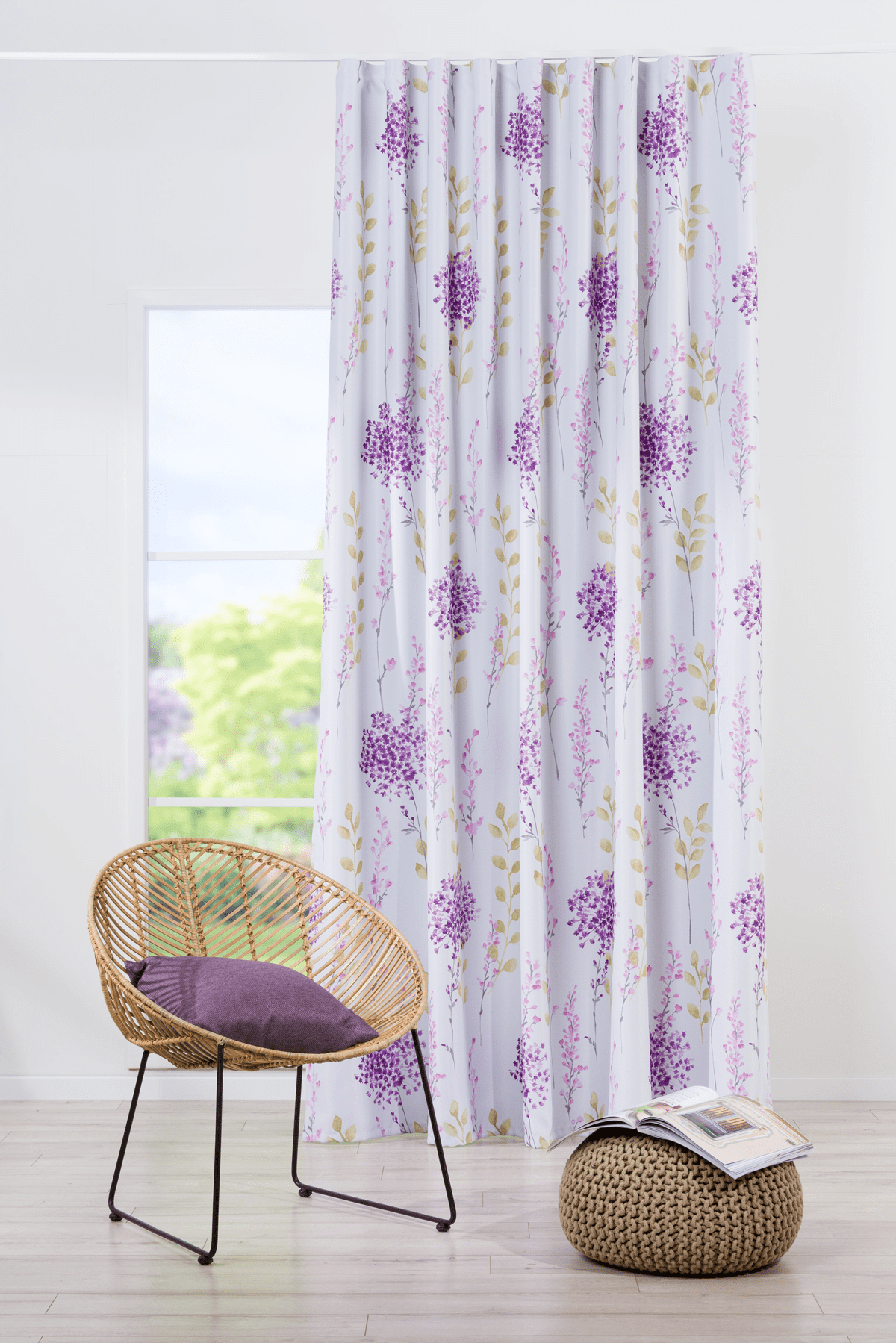 tahiti purple colored material curtain