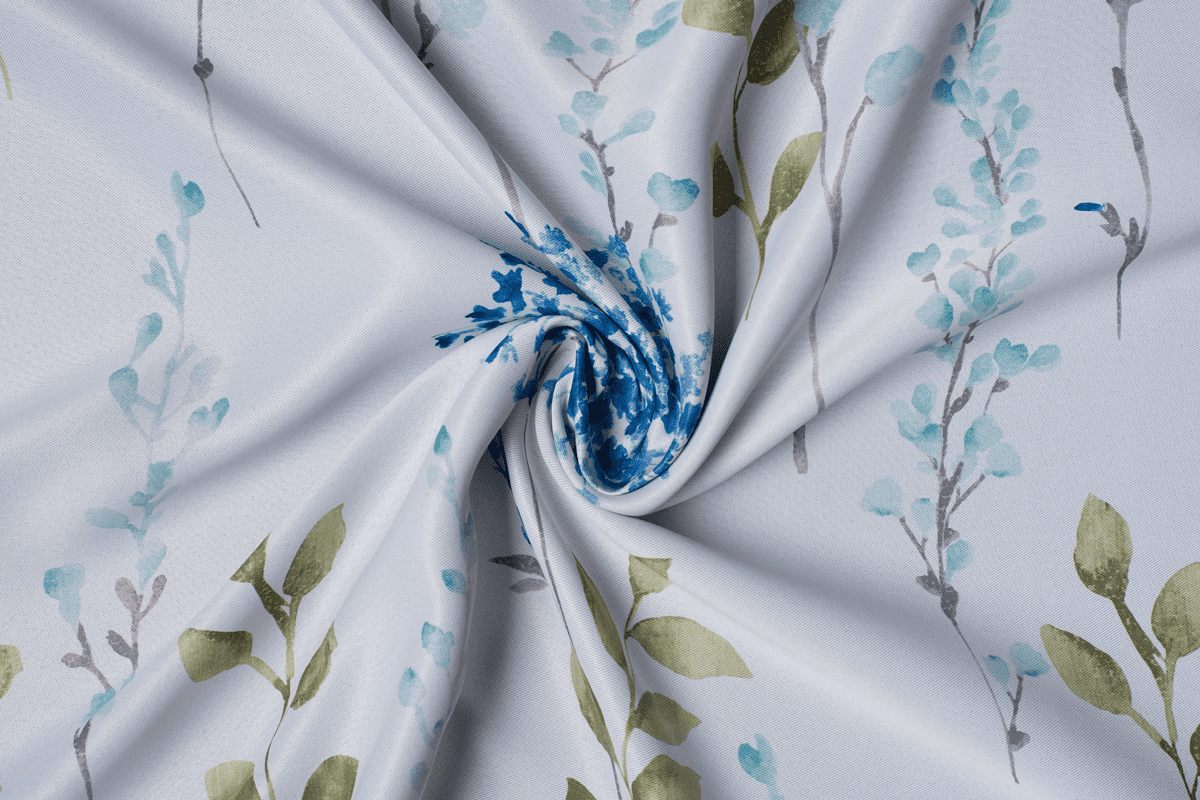 tahiti blue colored material curtain