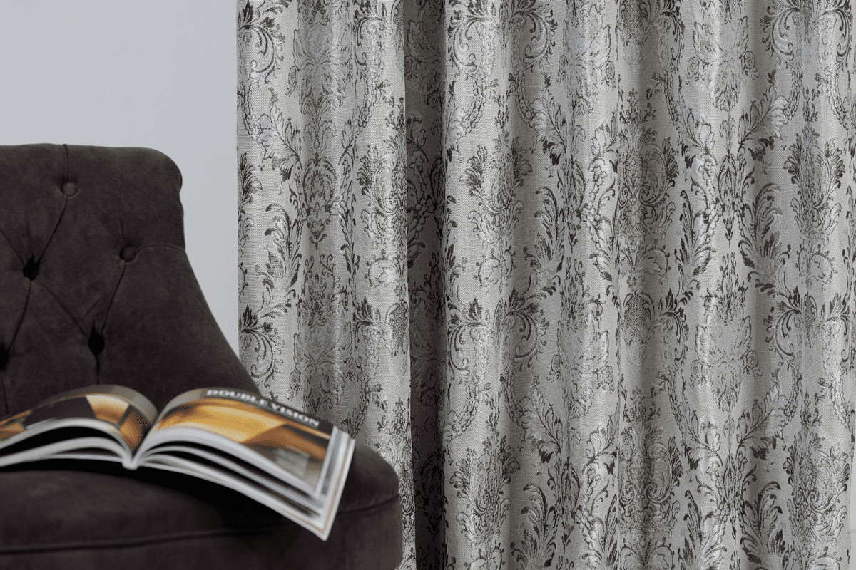 caspia grey colored material curtain