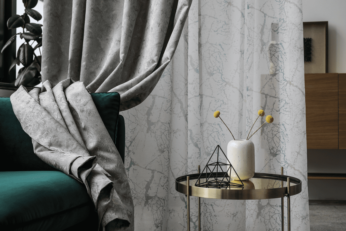 essenza grey colored material curtain