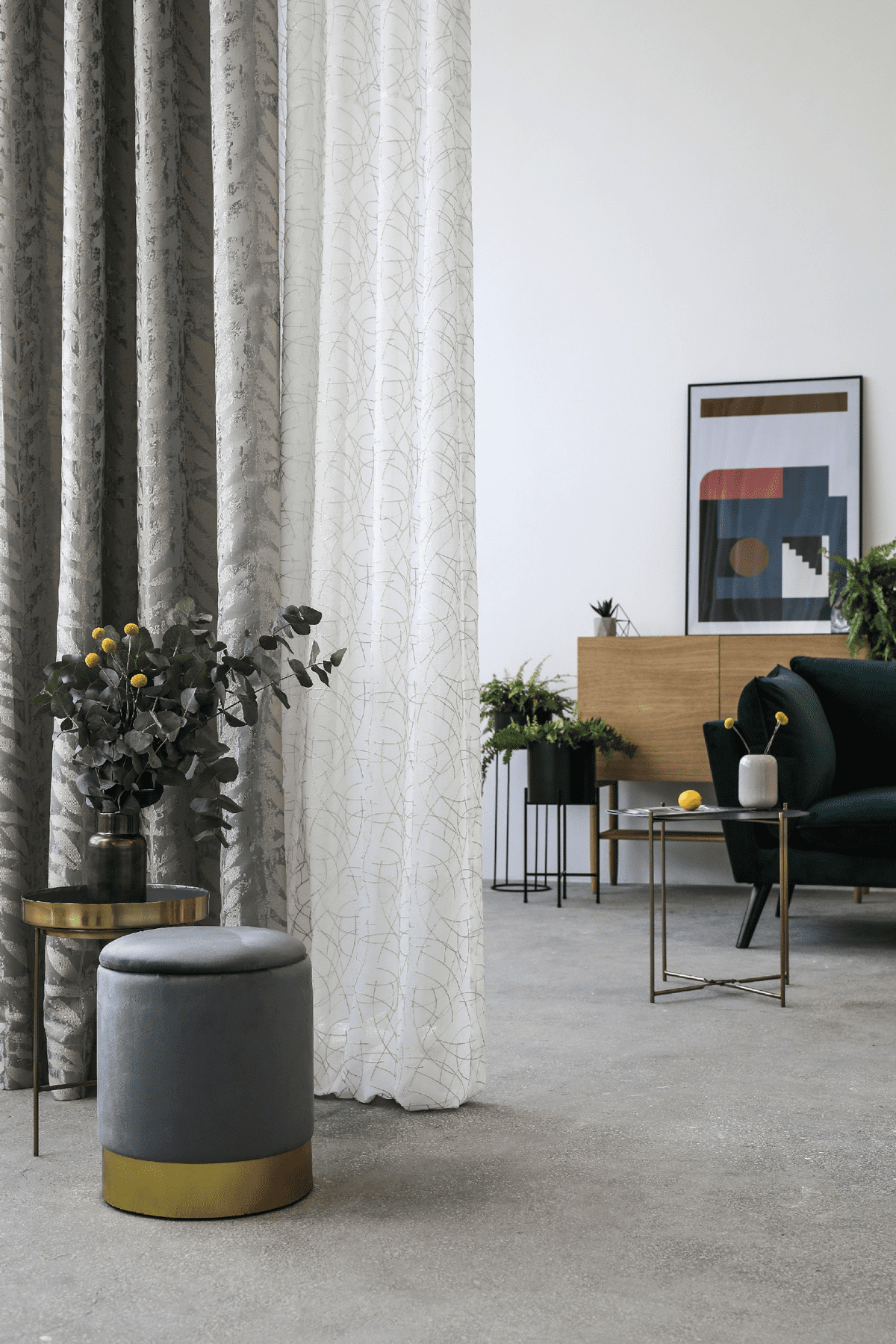 leto grey colored material curtain