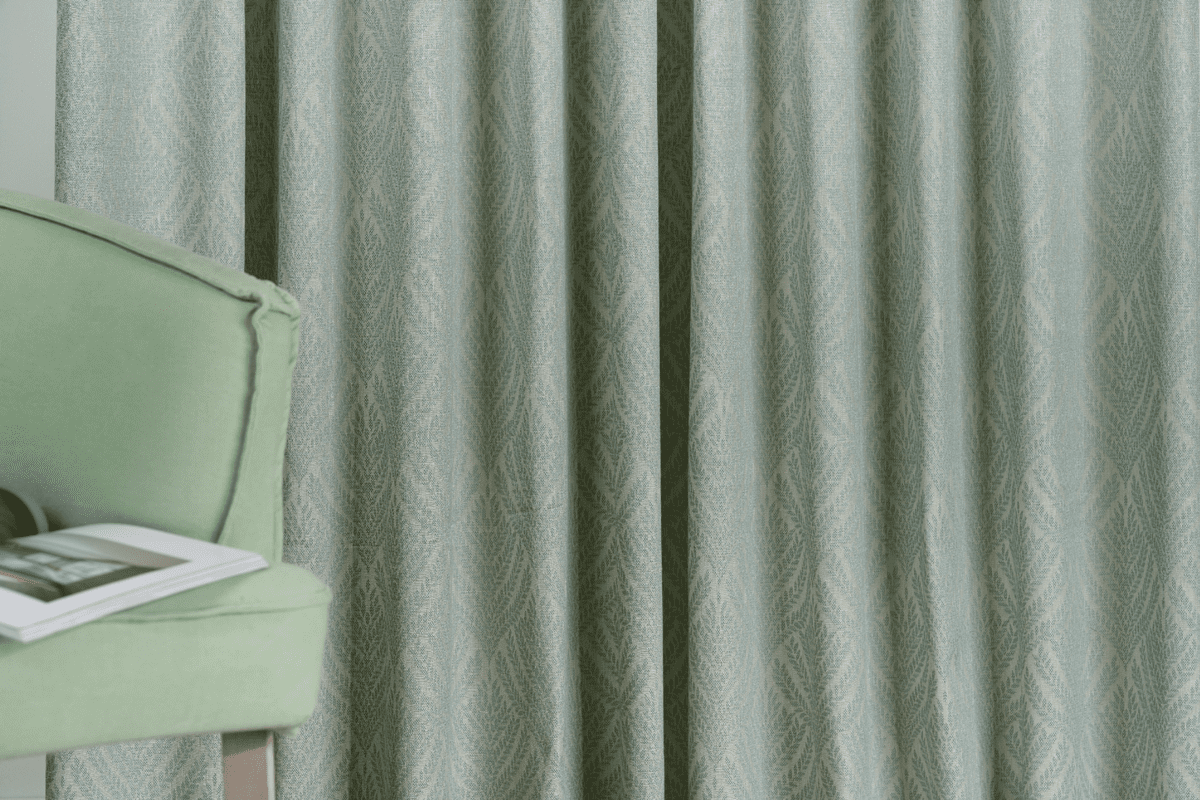 sesimbra green colored material curtain