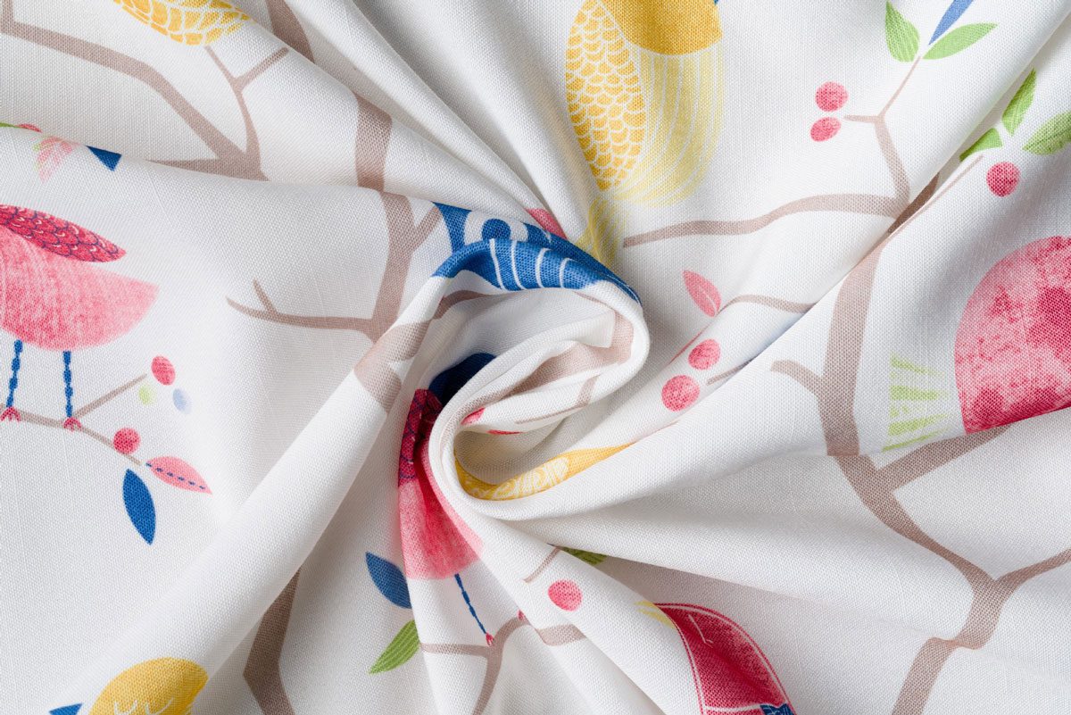 owl blue colored material curtain