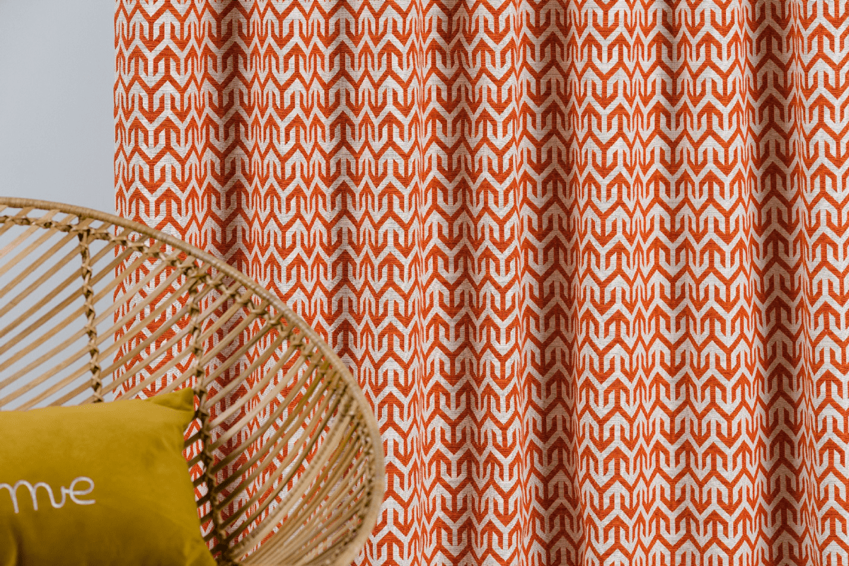 bengal orange print curtain