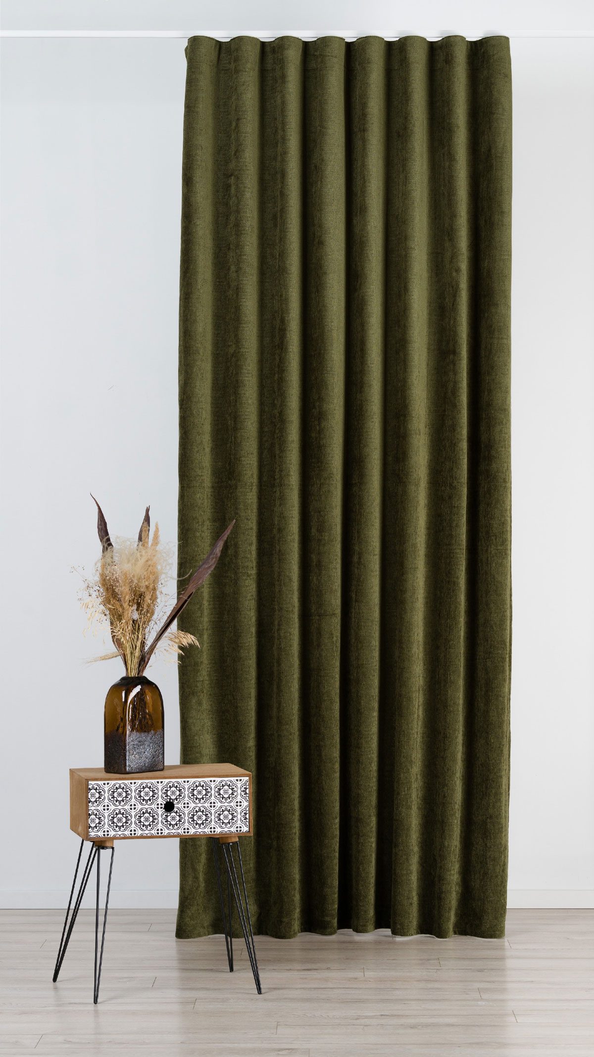 hermes green print curtain