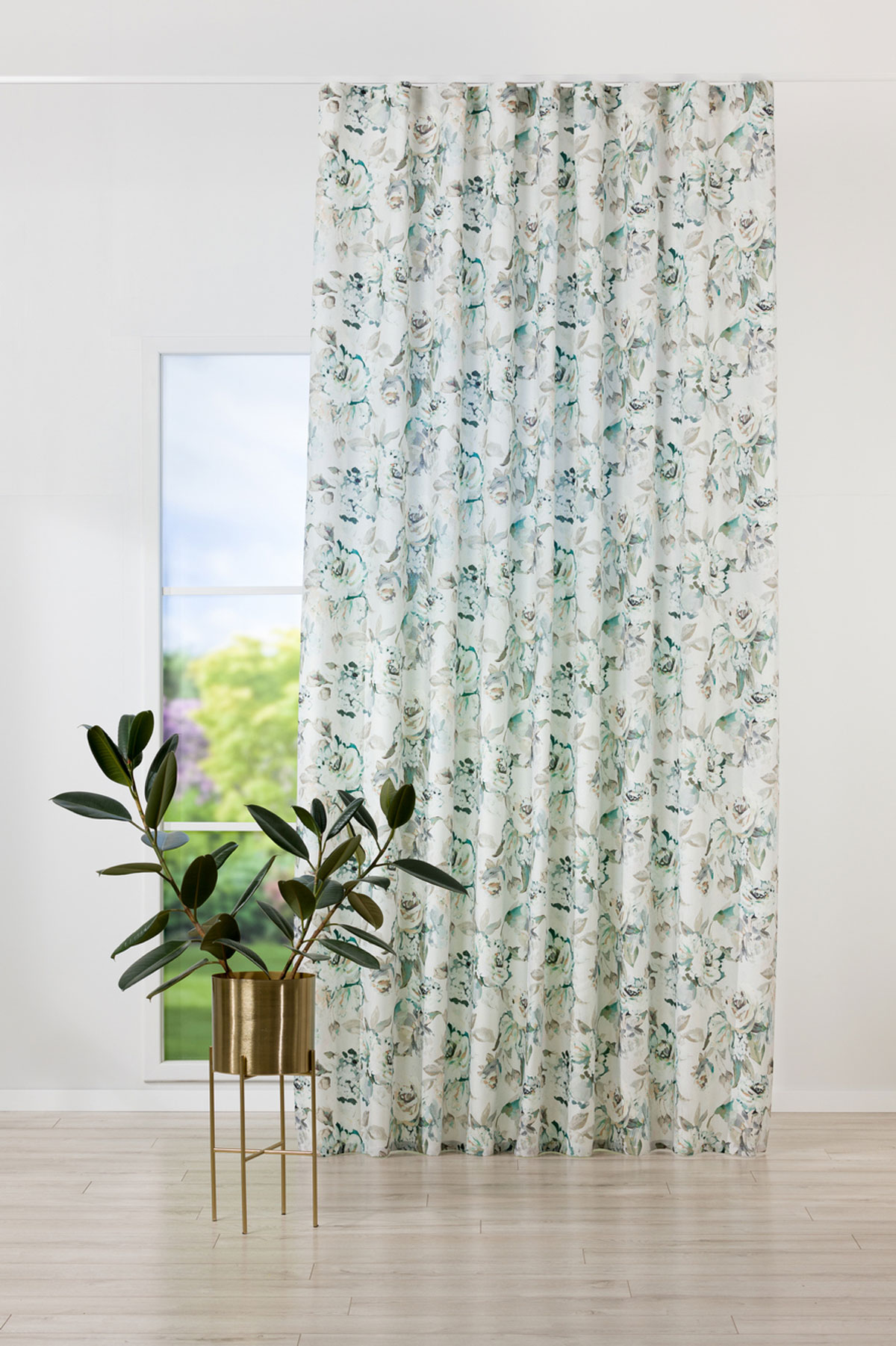 amore green print curtain