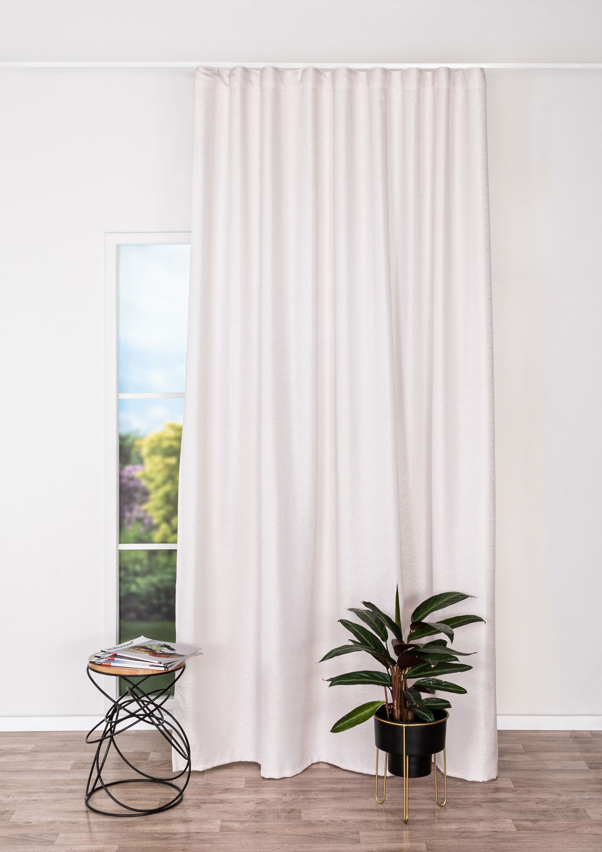 mateo white print curtain