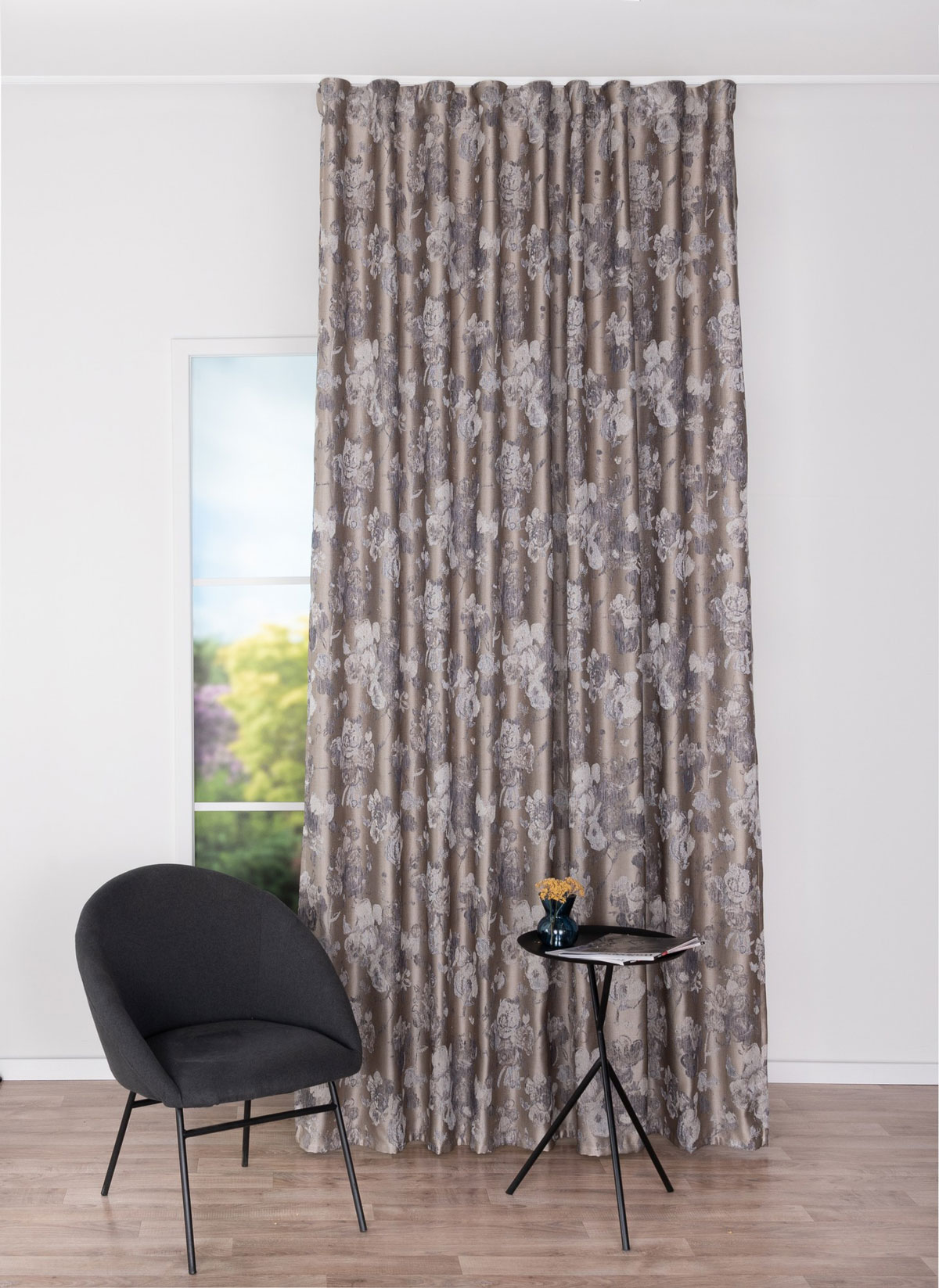 sarah grey print curtain
