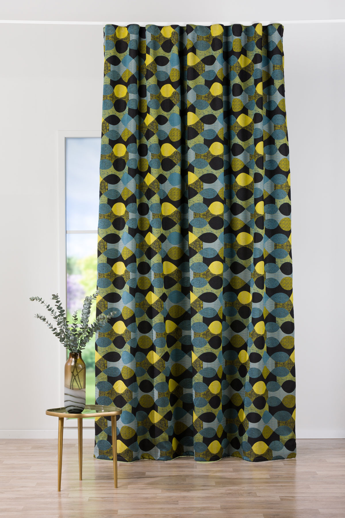trento green print curtain