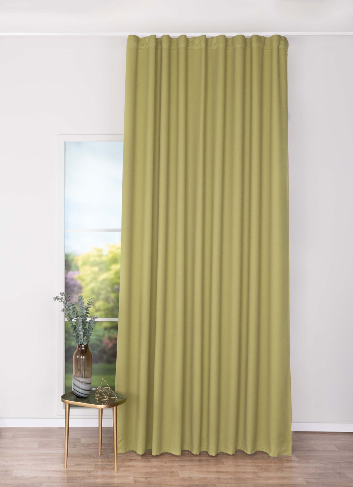 modern green print curtain