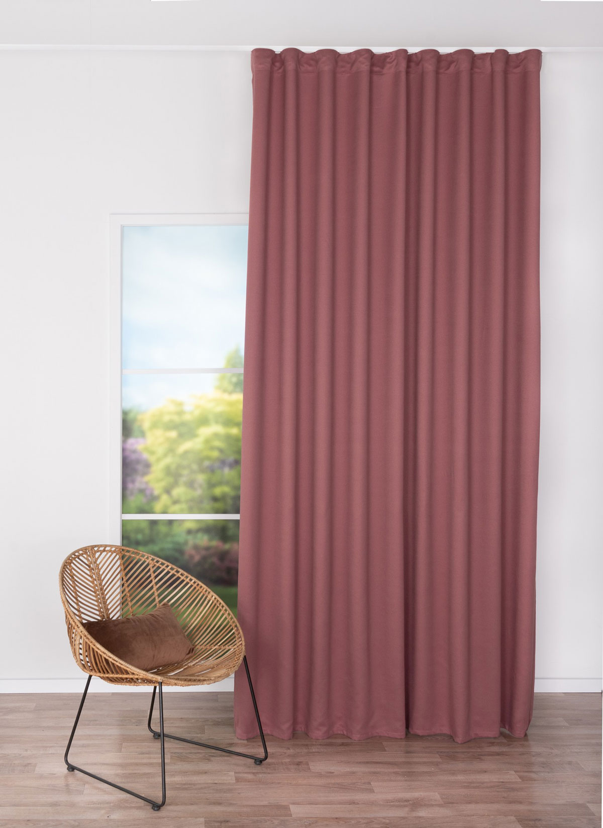 modern red print curtain