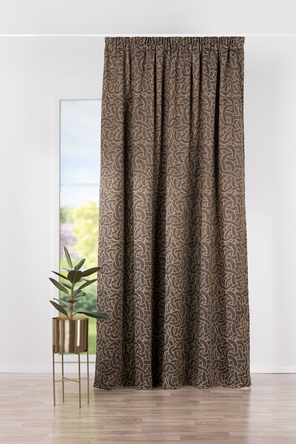 mozaic brown print curtain