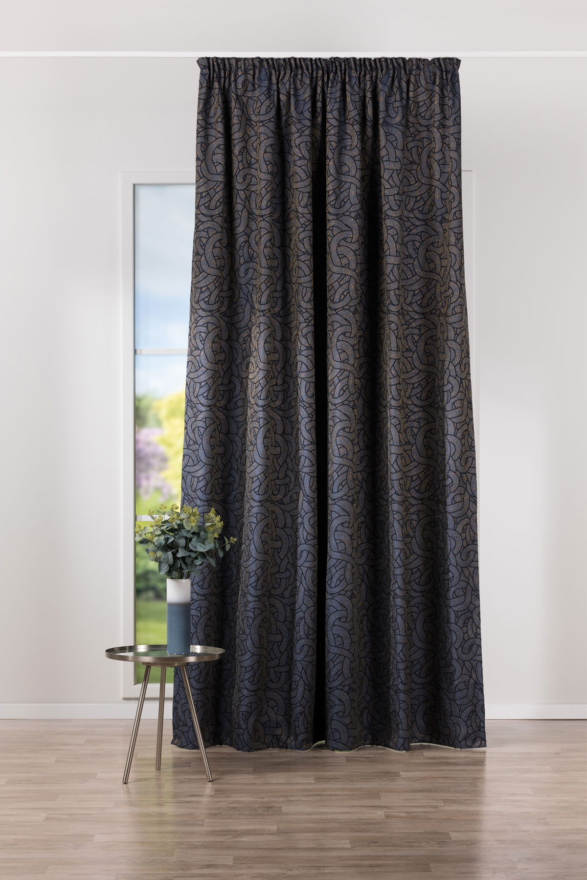 mozaic blue print curtain