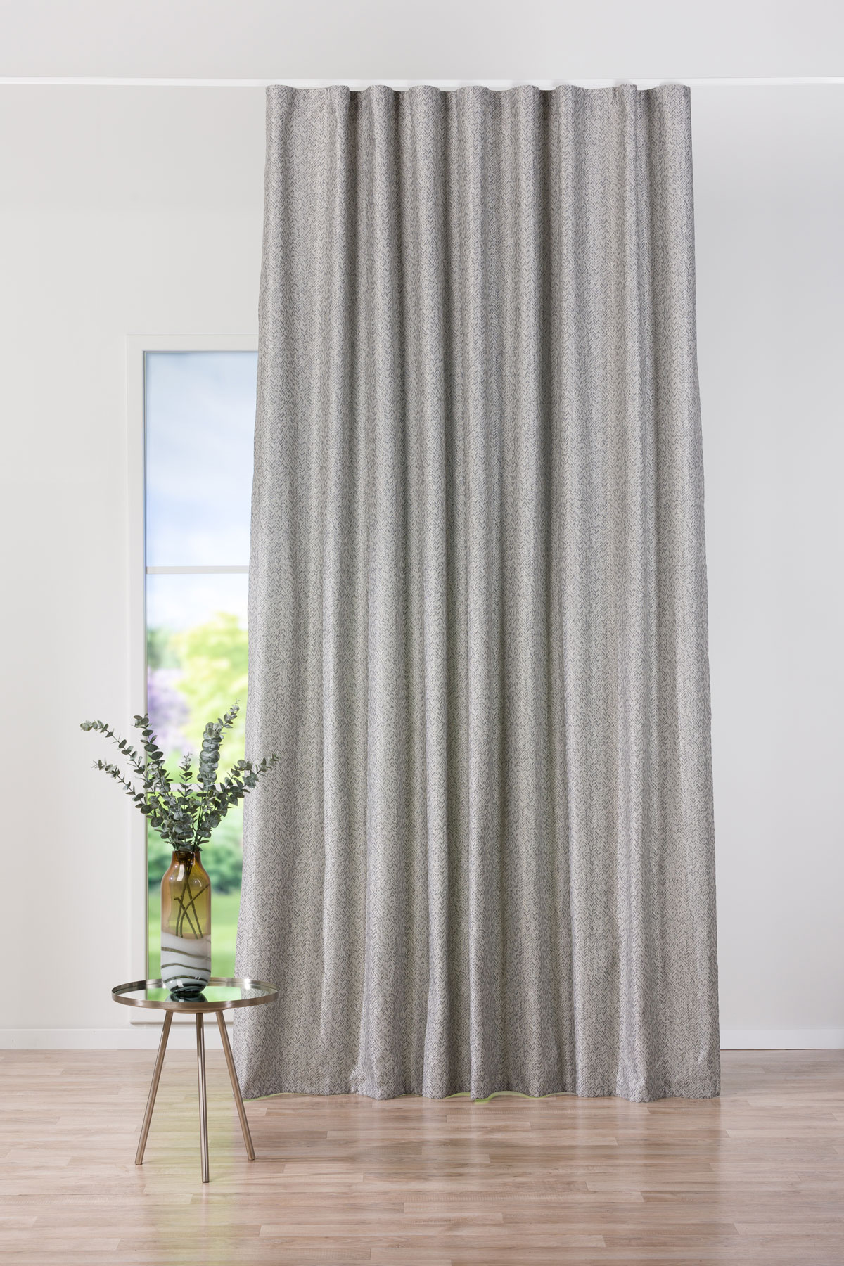 zen grey print curtain