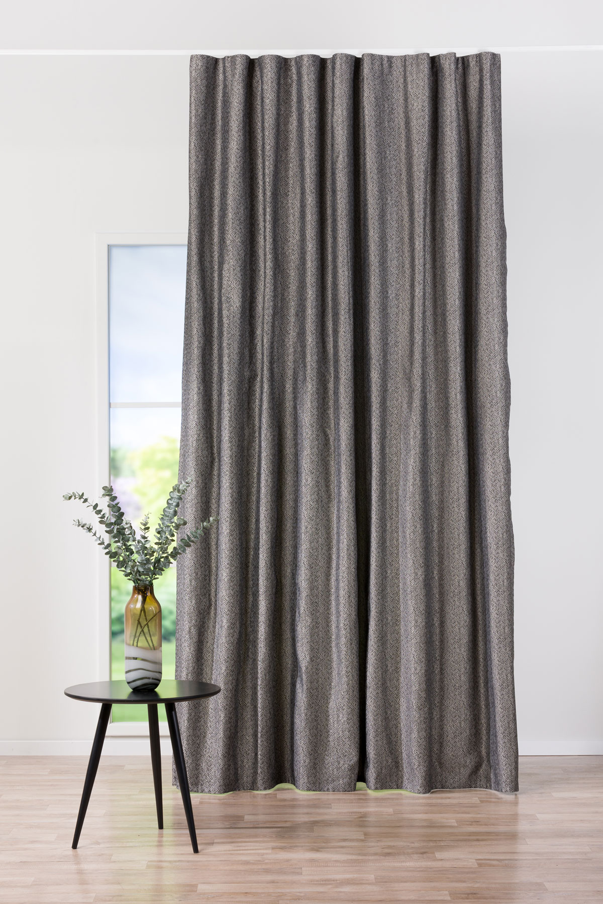 zen grey print curtain