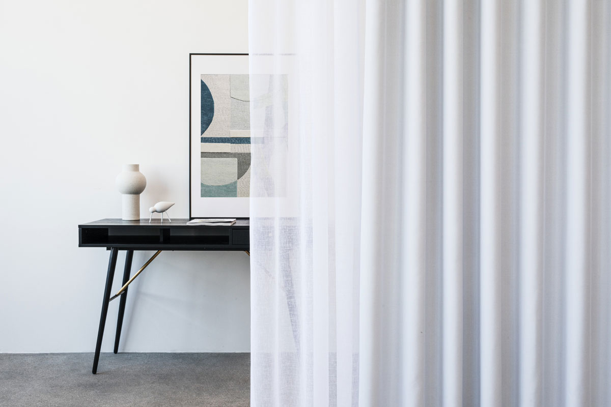 blackout white print curtain