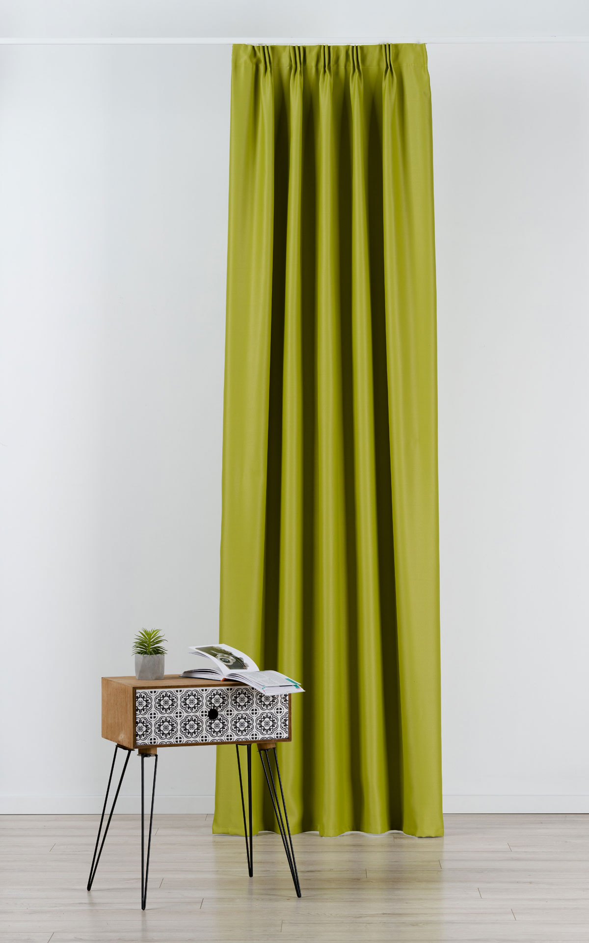 blackout green print curtain