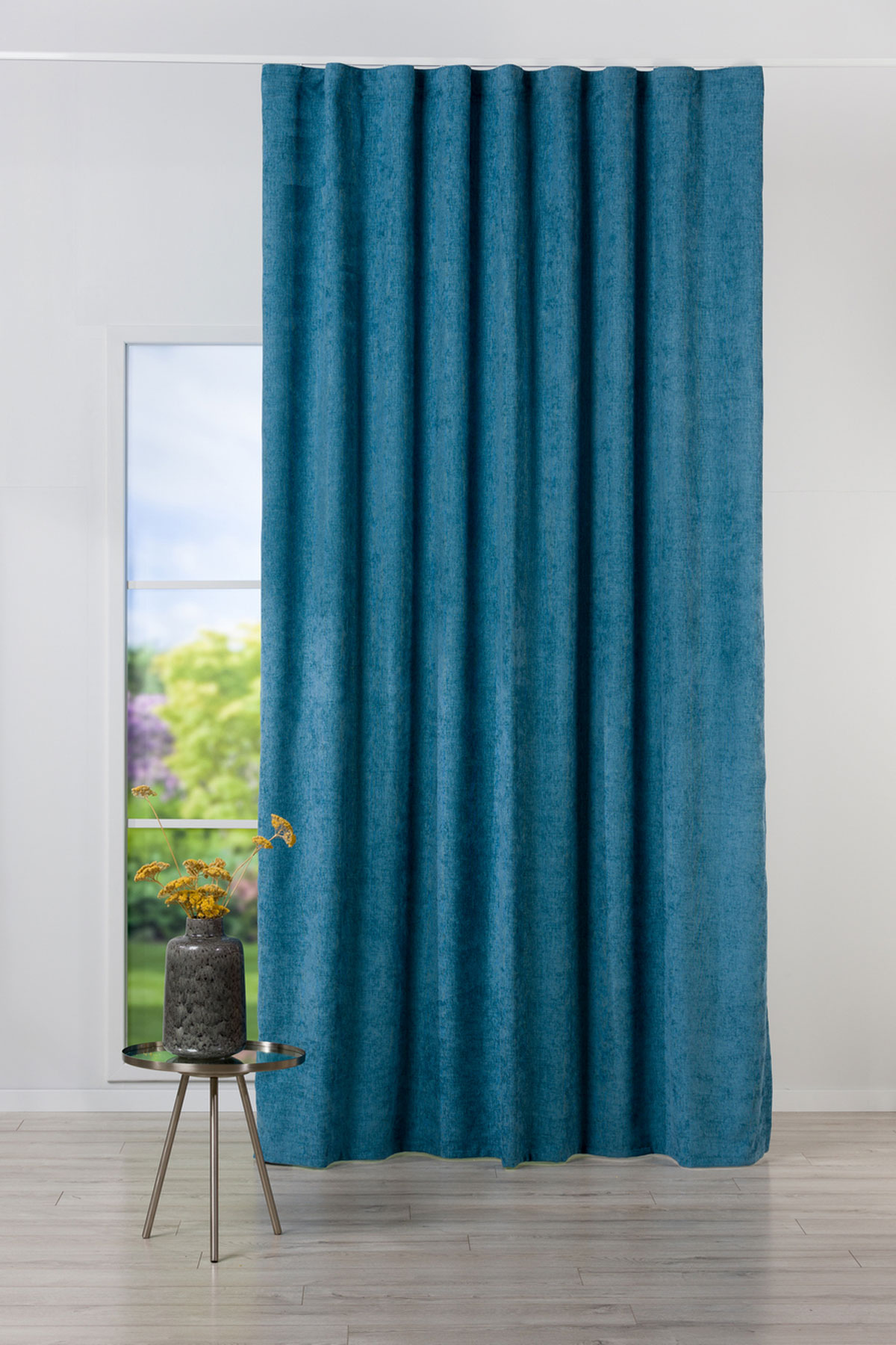 intense blue print curtain