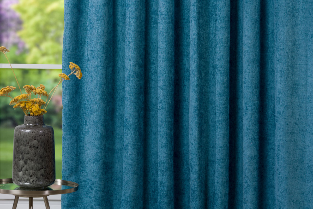 intense blue print curtain