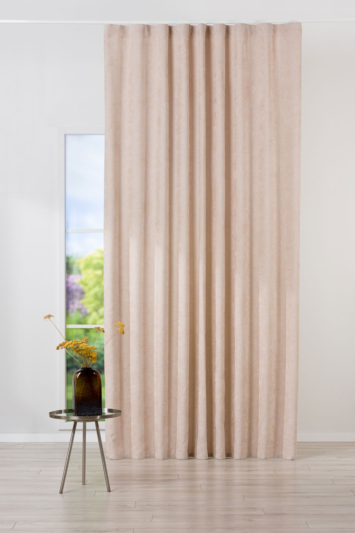 intense beige print curtain